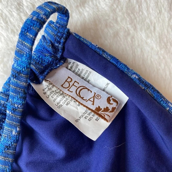 NWOT! Becca Women's Swim Textured Triangle Bikini Top Size S Blue 19894 - Picture 7 of 9